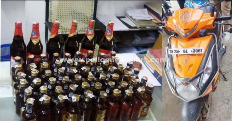 58 மதுபான பாட்டில்கள் ரூ ஒரு இருசக்கர வாகனம் பறிமுதல்