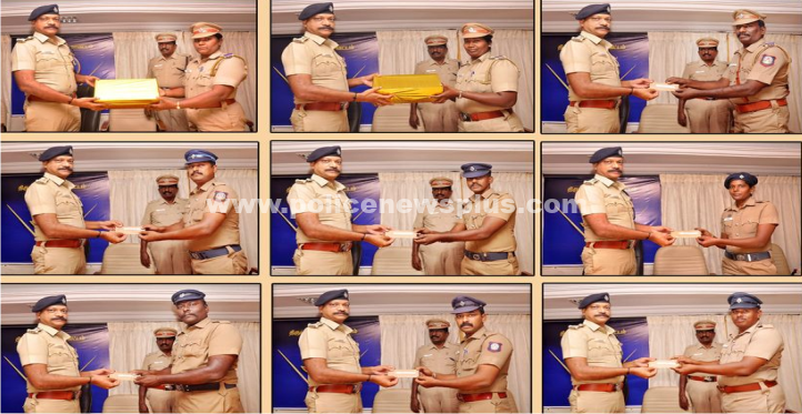 மாதாந்திர ஆய்வு கூட்டத்தில், சிறப்பாக பணிபுரிந்த  காவல் அதிகாரிகள் மற்றும் ஆளிநர்களுக்கு பாராட்டு.