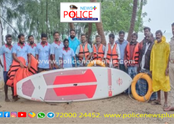 மாநில பேரிடர் மீட்பு பணி  உபகரணங்களுடன் காவல்துறையினர்