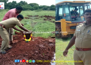 ஆதரவற்ற முதியவரின் உடலை நல்லடக்கம் செய்த காவல்துறையினர்.