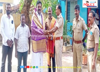 இரண்டு நபர்களின் நேர்மையை பாராட்டி, பொன்னாடை அணிவித்து கௌரவித்த வள்ளியூர் உதவி ஆய்வாளர்.