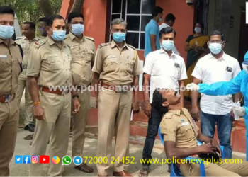 போலீசாருக்கு கொரோனா பரிசோதனை மேற்கொள்ளப்பட்டது.