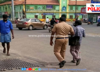 சாலையைக் கடக்க உதவிய காவலரின் மனிதநேயம்: