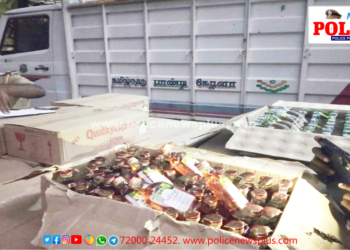 வாகன சோதனையில் 7 லட்சம் மதிப்பிலான மதுபான பாட்டில்கள் போலீசார் கைப்பற்றினர்