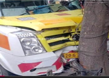 மரத்தில் மோதி 108 அவசர ஊர்தி பெண் செவிலியர் காயம்: