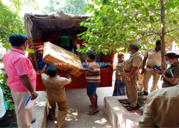 தேர்தல் நடைபெறுவதை ஒட்டி வாக்கு பதிவு  இயந்திரங்கள் பாதுகாப்புடன் அனுப்பப்பட்டன: