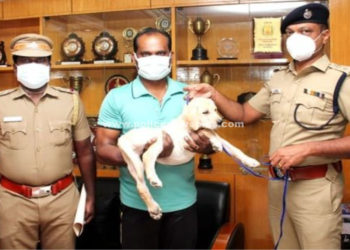 துப்பறியும் மோப்ப நாய் பிரிவிற்கு புதிதாக வாங்கப்பட்ட நாய் குட்டிக்கு Neo என்று பெயர் சூட்டிய மாவட்ட காவல் கண்காணிப்பாளர்.