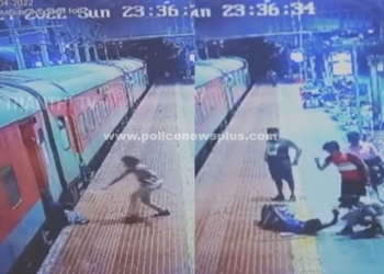 துரிதமாக  செயல்பட்டு காப்பாற்றிய ரயில்வே பெண் போலீஸ்