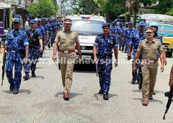 திண்டுக்கல்லில் துப்பாக்கிகளுடன் அணிவகுப்பு