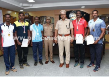 தேசிய மாஸ்டர் சாம்பியன்ஷிப் போட்டியில், பதக்கம் பெற்ற காவல்துறையினர்