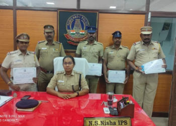 காவல் அதிகாரிகளுக்கு, எஸ்.பி.யின் பாராட்டு!