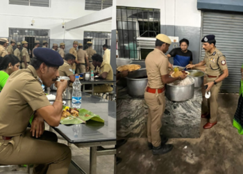 பாதுகாப்பு பணியில் ஈடுபட்ட, காவல்துறையினருக்கு டி.ஜி.பியின் விருந்து!