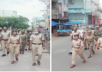 காவல்துறையினர்,கொடி அணிவகுப்பு!