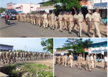 விழாவின் பாதுகாப்பிற்கான, காவல்துறையினர் பேரணி!