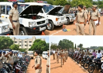 காவல்துறை வாகனங்களை S.P ஆய்வு!