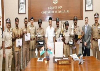 கோப்பைகளை வென்ற காவல்துறையினரை பாராட்டிய முதல்வர்