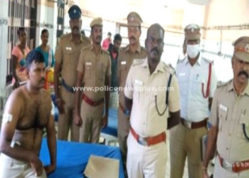 காவலரை நேரில் சென்று  நலம் விசாரித்த காவல் கண்காணிப்பாளர்