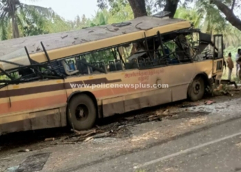 பேருந்து மரத்தில் மோதி 10 க்கும் மேற்பட்டோர் காயம்