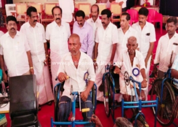 மாற்றுதிறனாளிகளுக்கு நலத்திட்ட உதவிகள் வழங்கிய அமைச்சர்