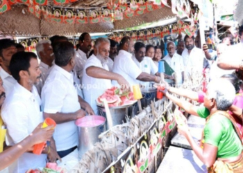 சோழவந்தானில் அ.தி.மு.க சார்பாக நீர் மோர் பந்தல்