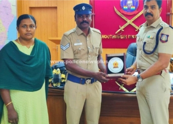 தேசிய குற்ற ஆவண காப்பக விருது பெற்ற காவலருக்கு S.P பாராட்டு