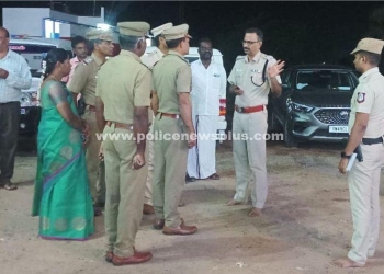 திருக்கோவிலில் விழாவை முன்னிட்டு பாதுகாப்பு பணியில் உள்ள காவலர்களைS.P நேரில்ஆய்வு