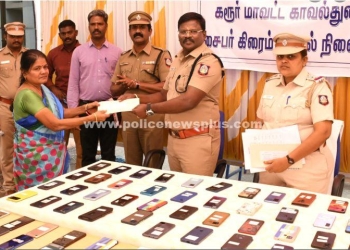 செல்போன்களை கண்டுபிடித்து உரிய நபர்களிடம் ஒப்படைத்த காவல்துறையினர்