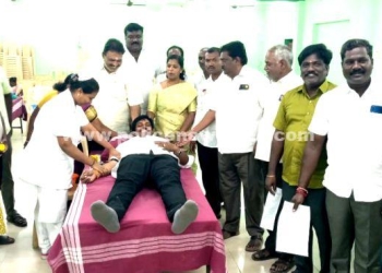 மீஞ்சூரில் இலவச கண் மருத்துவம் மற்றும் ரத்ததான முகாம்