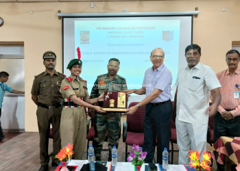 மதுரைக் கல்லூரியில் மாணவிக்கு பாராட்டு