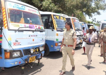 தேர்தல் பணியில் ஈடுபட உள்ள வாகனங்களை S.P ஆய்வு