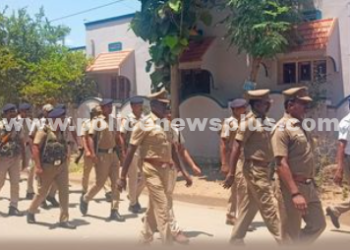 நாடாளுமன்ற தேர்தலை முன்னிட்டு காவல்துறையினரின் கொடி அணிவகுப்பு