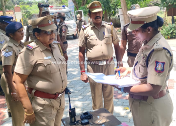 பாதுகாப்பு பணியினை காவல் கண்காணிப்பாளர் தணிக்கை செய்தார்