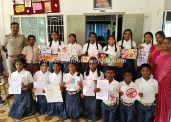 மாணவர்களுக்கு போதை பொருள் தடுப்பு குறித்து ஓவிய போட்டி