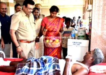 மருத்துவமனையில் சிகிச்சை பெற்று வரும் காவலரை சந்தித்த எஸ் பி