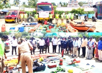 தீயணைப்பு மீட்பு  குழுவினர்கள் ஒத்திகை பயிற்சி