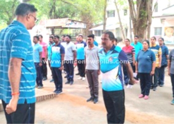 கவாத்து பயிற்சியை பார்வையிட்ட எஸ்.பி