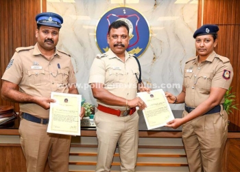 காவலர்களை பாராட்டிய எஸ்.பி