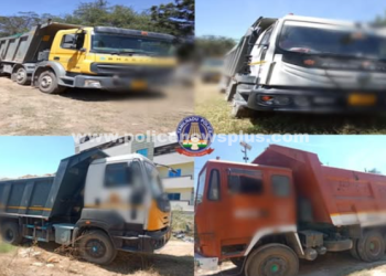 சட்டவிரோதமாக M-Sand, ஜல்லி கடத்திய நான்கு வாகனம் பறிமுதல்
