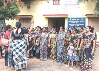 அங்கன்வாடி ஊழியர் சங்கத்தினர் ஆர்ப்பாட்டம்