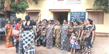 அங்கன்வாடி ஊழியர் சங்கத்தினர் ஆர்ப்பாட்டம்