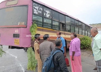 அரசு பேருந்து பிரேக் பிடிக்காததால் விபத்து