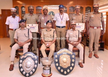 பதக்கம் வென்ற காவலர்களுக்கு காவல் ஆணையர் பாராட்டு