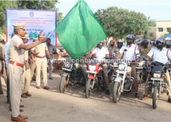 தலைக்கவசம் அணிவது குறித்து விழிப்புணர்வு பேரணி