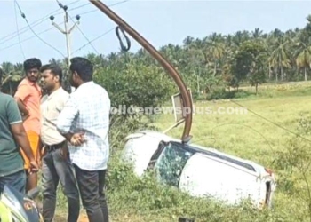 மின்கம்பத்தில் கார் மோதி விபத்து