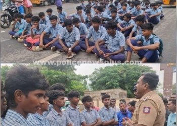 ஆசிரியர்களை கண்டித்து மாணவர்கள் சாலை மறியல் போராட்டம்