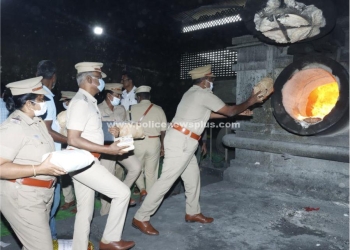 நான்கு மாவட்டங்களில் பறிமுதல் செய்யப்பட்ட  கஞ்சா அழிப்பு