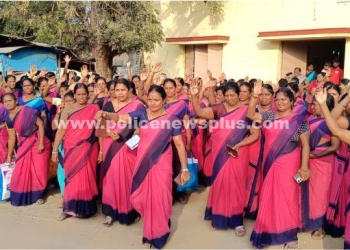 அங்கன்வாடி ஊழியர்கள் போராட்டம்