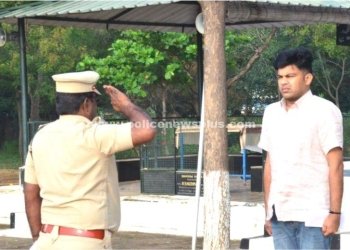 காவலர்களுக்கான கவாத்து பயிற்சி பார்வையிட்ட எஸ்.பி
