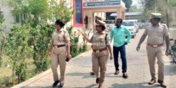 வாணியம்பாடியில் வேட்பு மனு தாக்கல் முன்னிட்டு எஸ்.பி ஆய்வு