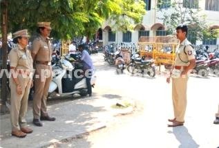 நீதிமன்ற வளாகத்தில் பாதுகாப்பு பணிகள். எஸ்.பி. ஆய்வு